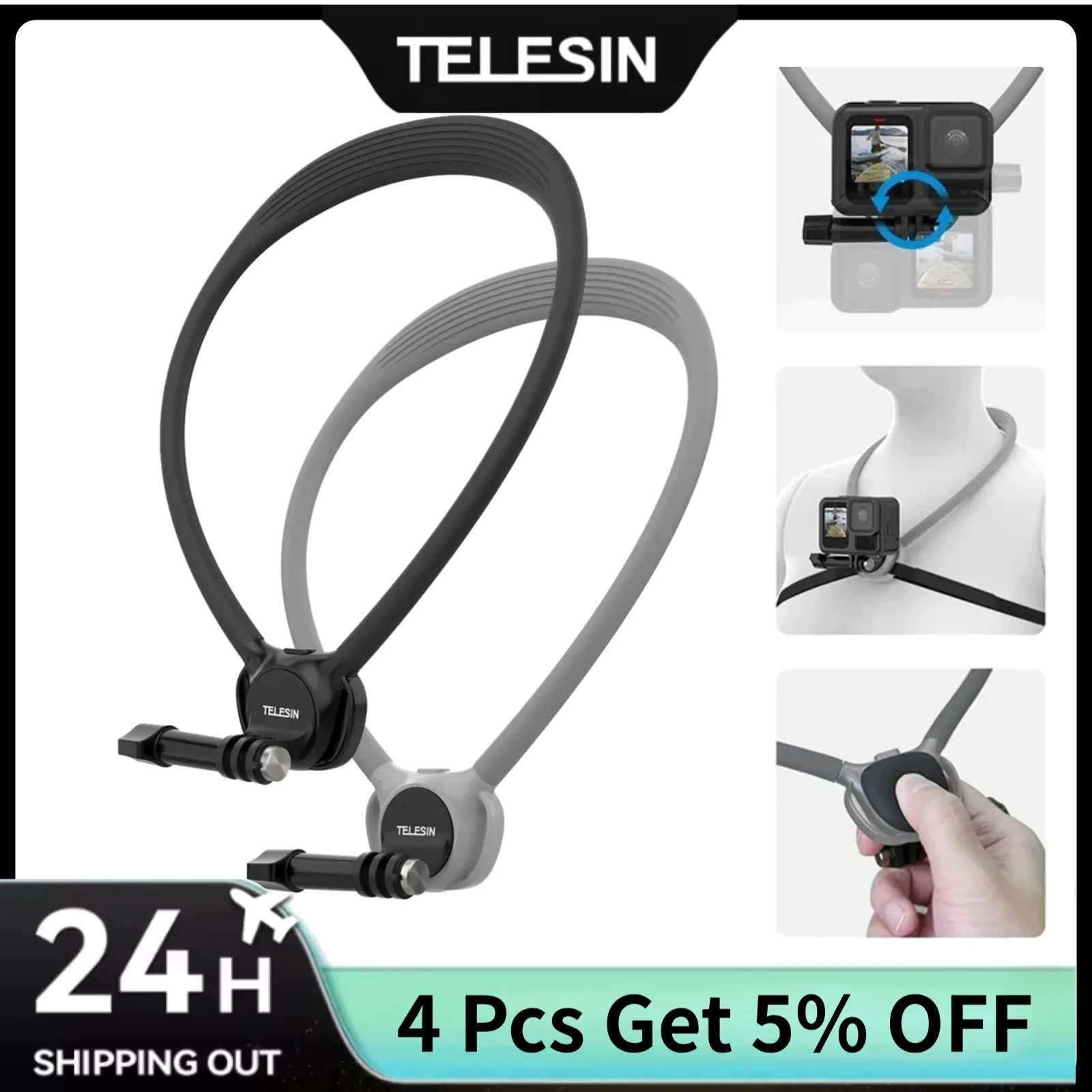 Insta360 Camera Go 3 - TELESIN soporte de cuello de silicona